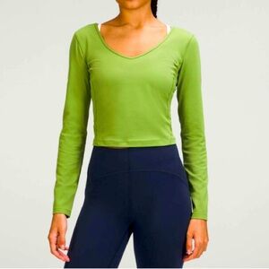 New Lululemon Align Longsleeve Green V-Neck Long Sleeve Top Size 6
